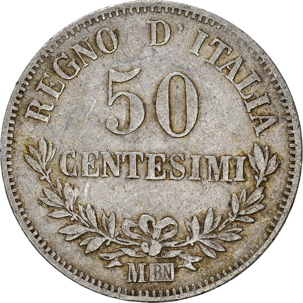 Moneta, Italia, Vittorio Emanuele II, 50 Centesimi, 1863, Milan, MB, Argento