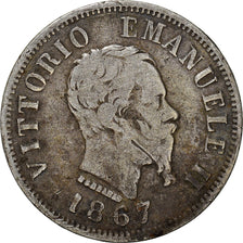 Coin, Italy, Vittorio Emanuele II, 50 Centesimi, 1867, Naples, VF(30-35)
