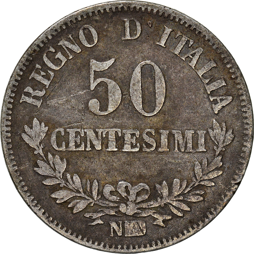 Coin, Italy, Vittorio Emanuele II, 50 Centesimi, 1867, Naples, VF(30-35)