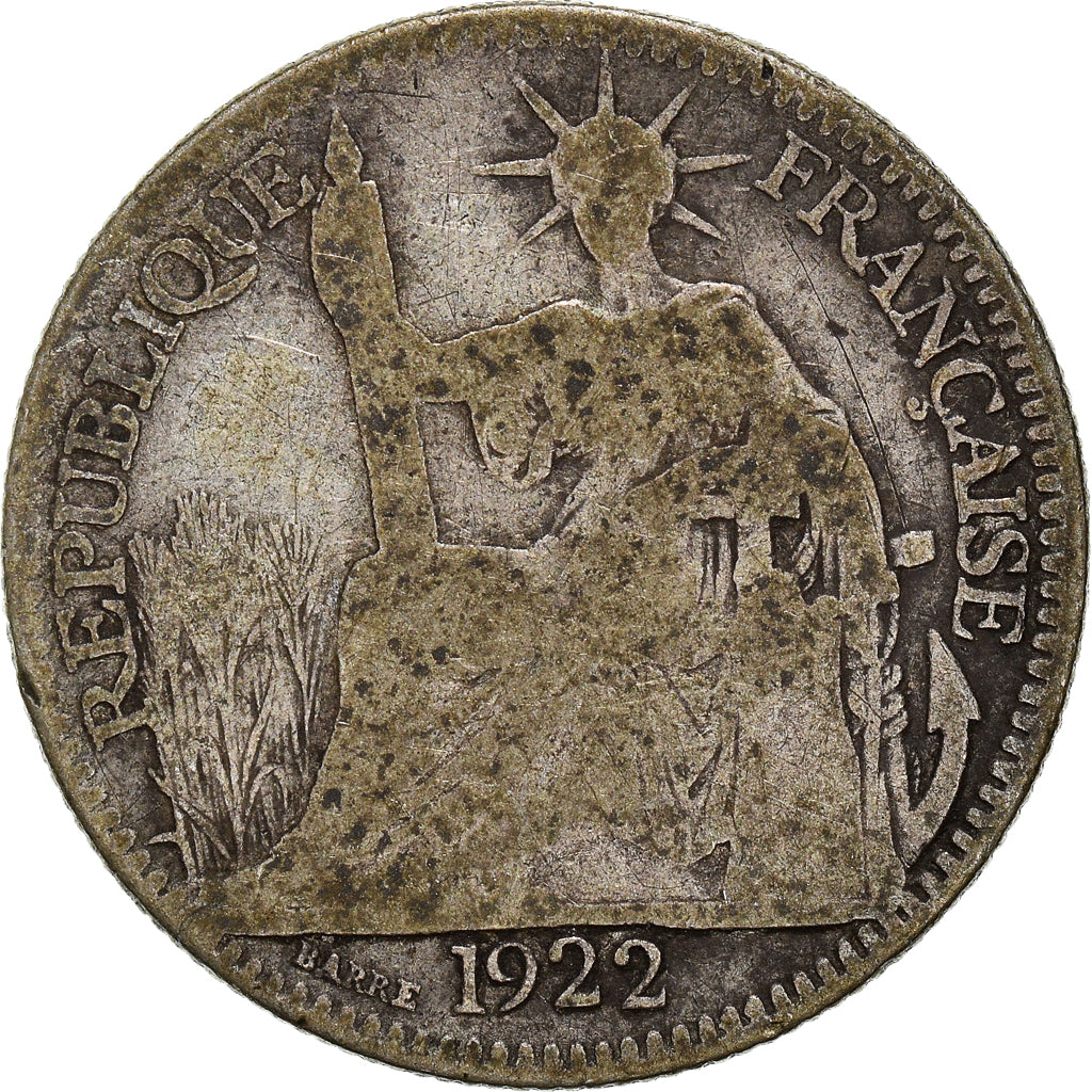 Coin, FRENCH INDO-CHINA, 10 Cents, 1922, Paris, VF(20-25), Silver, KM:16.1