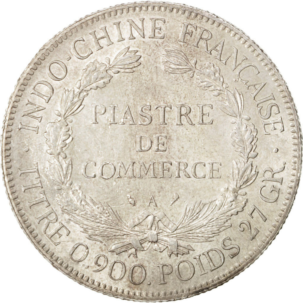FRENCH INDO-CHINA, Piastre, 1924, Paris, KM #5a.1, AU(55-58), Silver, Lecompte..