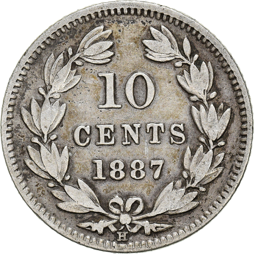 Coin, Nicaragua, 10 Centavos, 1887, Heaton, Birmingham, EF(40-45), Silver, KM:6