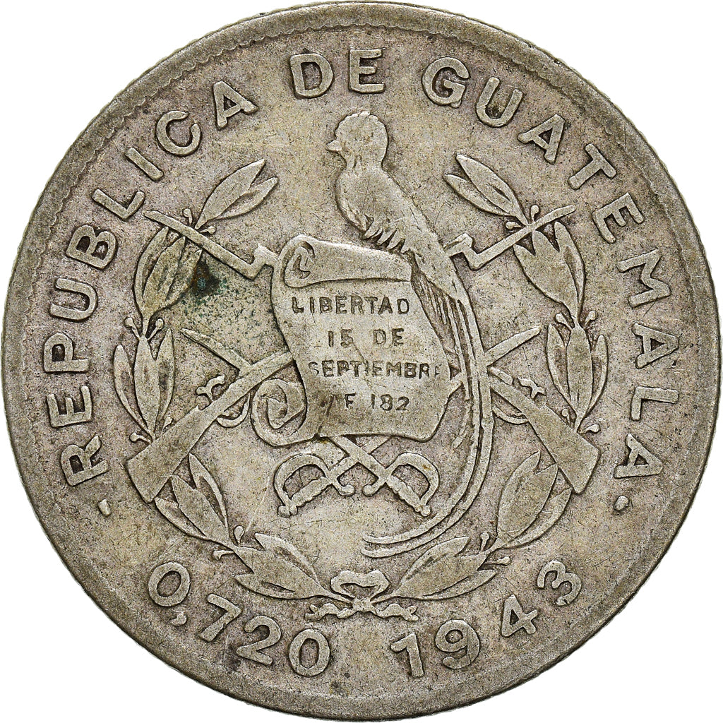 Monnaie, Guatemala, 10 Centavos, 1943, TTB, Argent, KM:239.2