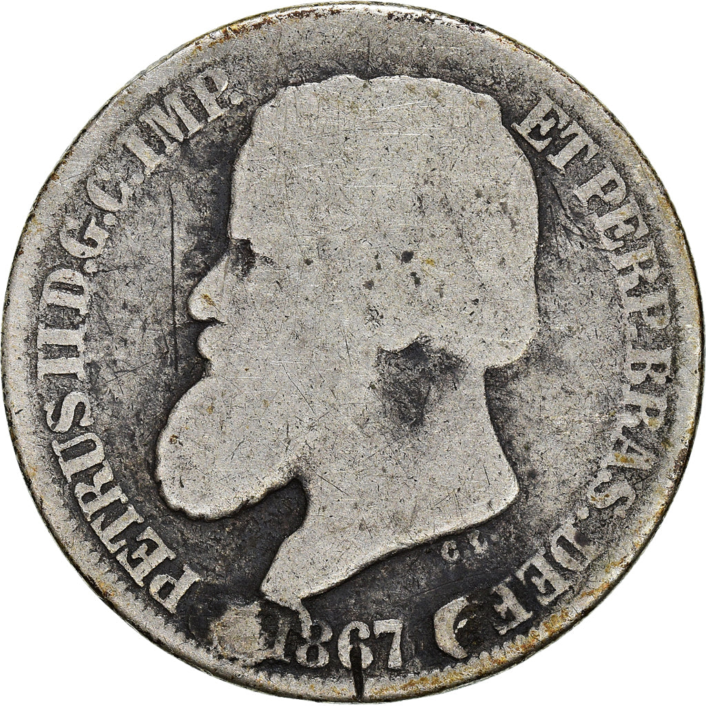Münze, Brasilien, Pedro II, 200 Reis, 1867, S, Silber, KM:469