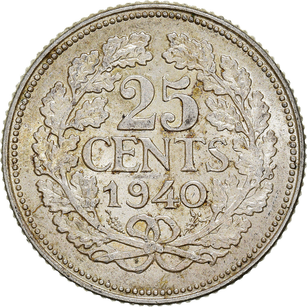 Münze, Niederlande, Wilhelmina I, 25 Cents, 1940, SS+, Silber, KM:164