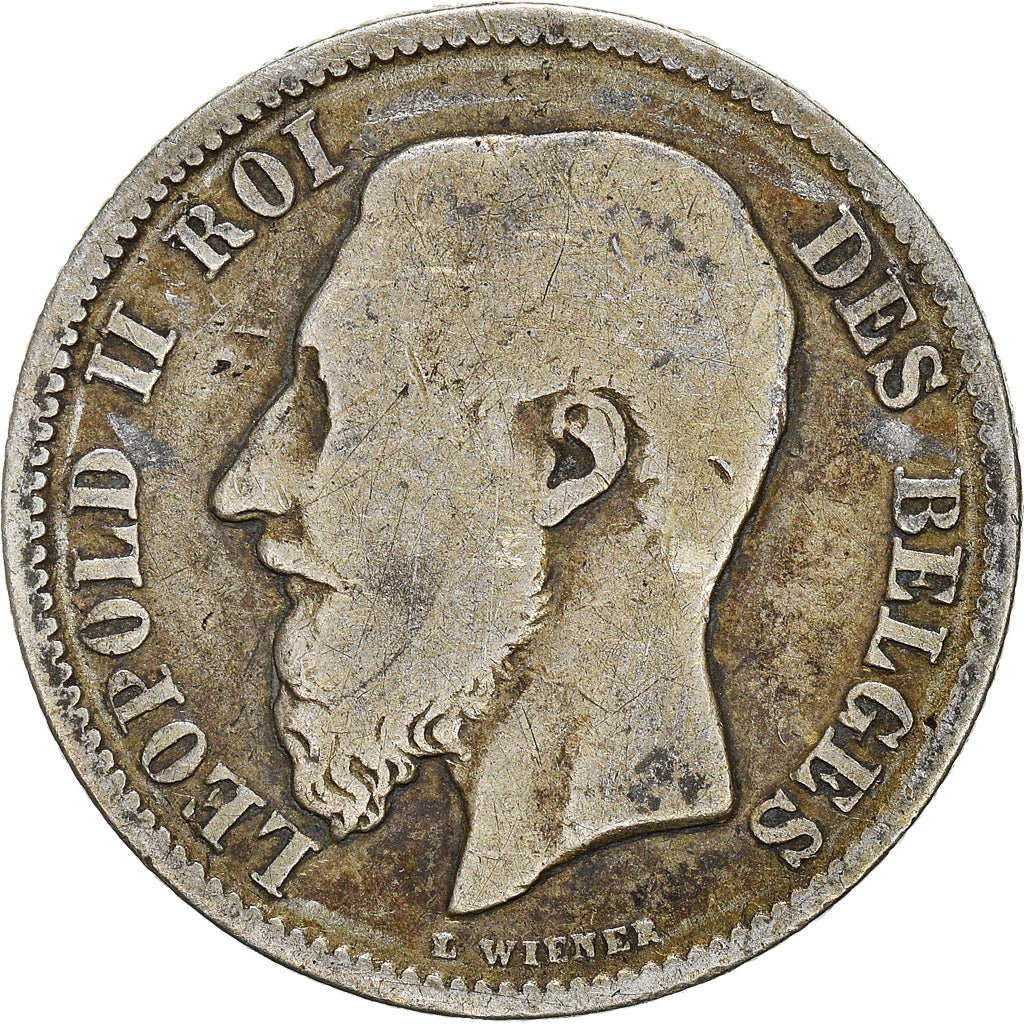 Moneta, Belgio, Leopold II, 50 Centimes, 1886, MB, Argento, KM:26