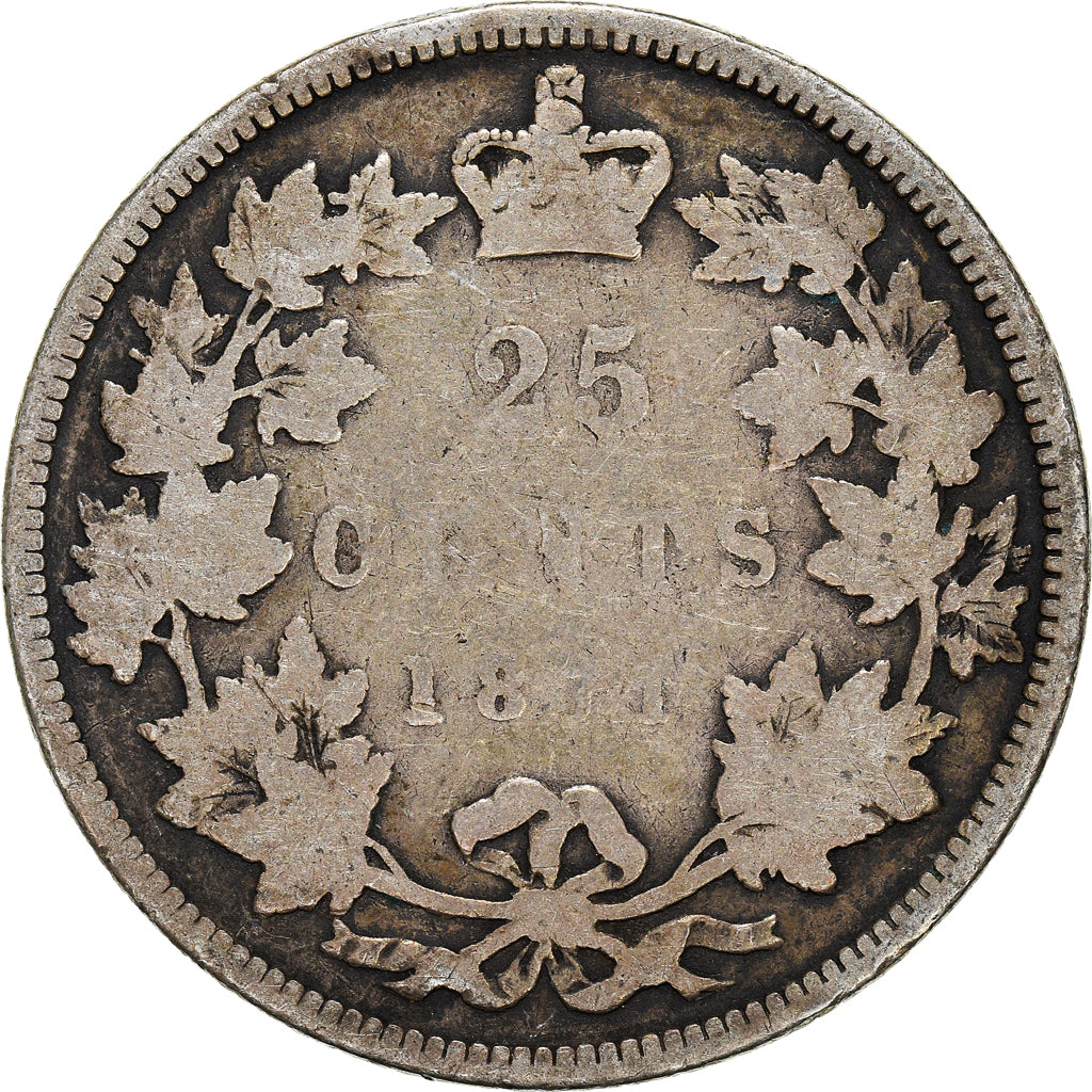 Moneta, Canada, Victoria, 25 Cents, 1874, Royal Canadian Mint, F(12-15), Srebro