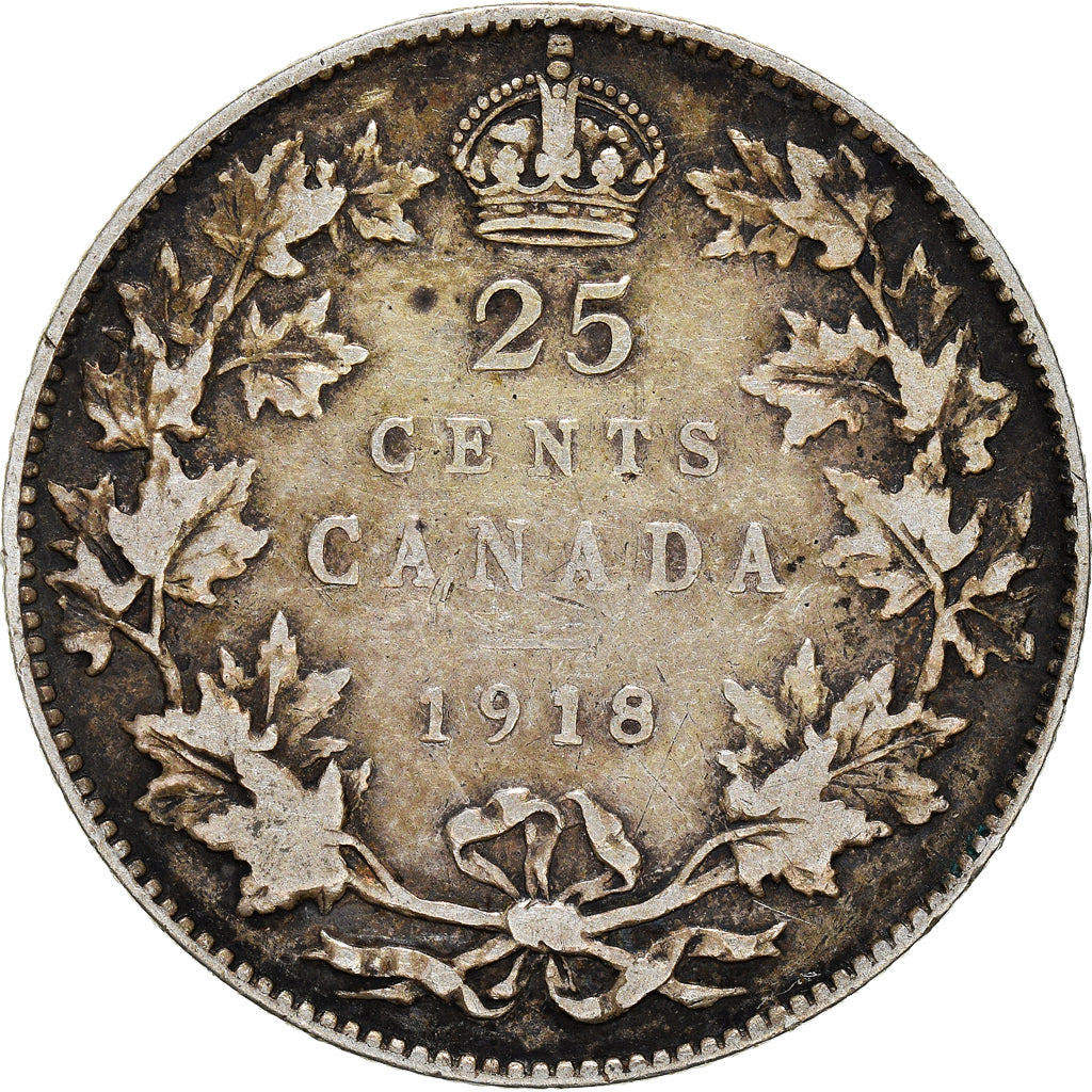 Monnaie, Canada, George V, 25 Cents, 1918, Royal Canadian Mint, Ottawa, TB