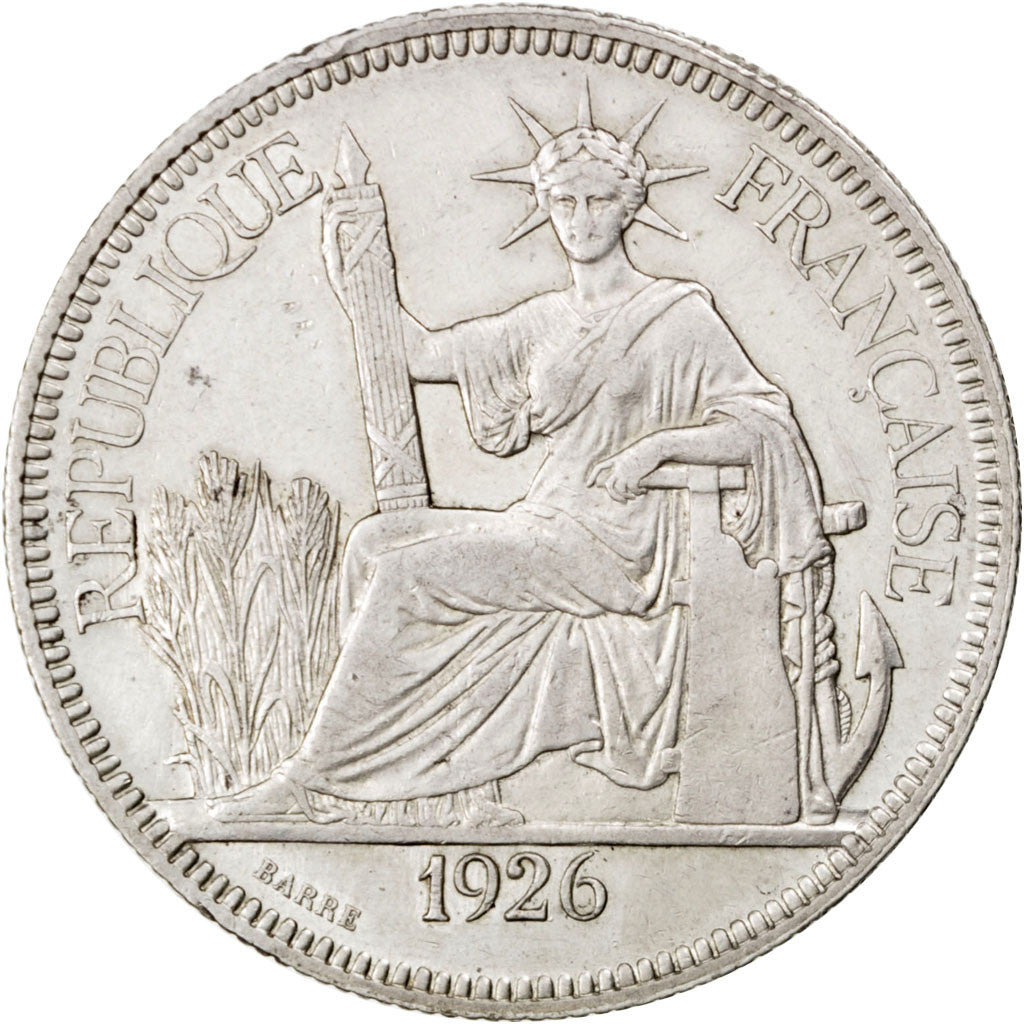 FRENCH INDO-CHINA, Piastre, 1926, Paris, KM #5a.1, EF(40-45), Silver, Lecompte..