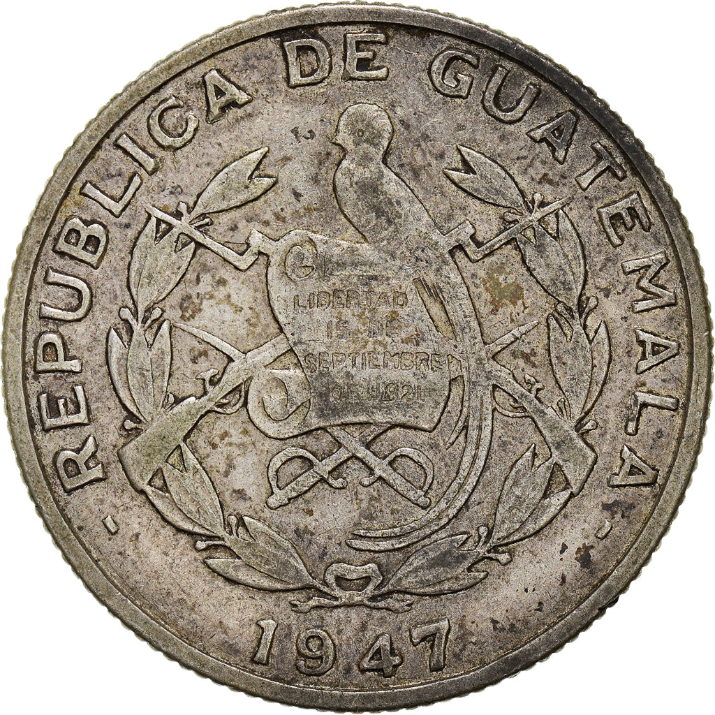 Moneta, Guatemala, 1/4 Quetzal, 1947, BB, Argento, KM:243.2