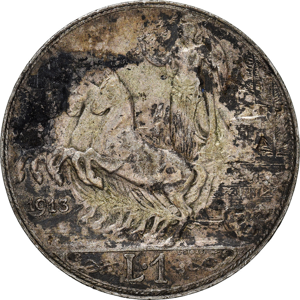 Coin, Italy, Vittorio Emanuele III, Lira, 1913, Rome, VF(30-35), Silver, KM:45