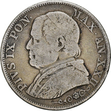 Moneda, Estados italianos, PAPAL STATES, Pius IX, Lira, 1867, Roma, BC+, Plata