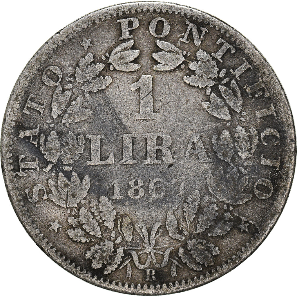 Coin, ITALIAN STATES, PAPAL STATES, Pius IX, Lira, 1867, Roma, VF(20-25)