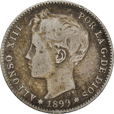 Moneta, Hiszpania, Alfonso XIII, Peseta, 1899, Madrid, VF(30-35), Srebro, KM:706