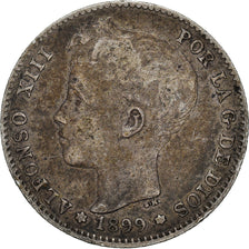 Moneda, España, Alfonso XIII, Peseta, 1899, Madrid, MBC, Plata, KM:706