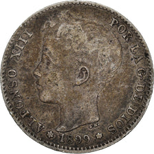 Munten, Spanje, Alfonso XIII, Peseta, 1899, Madrid, ZF, Zilver, KM:706