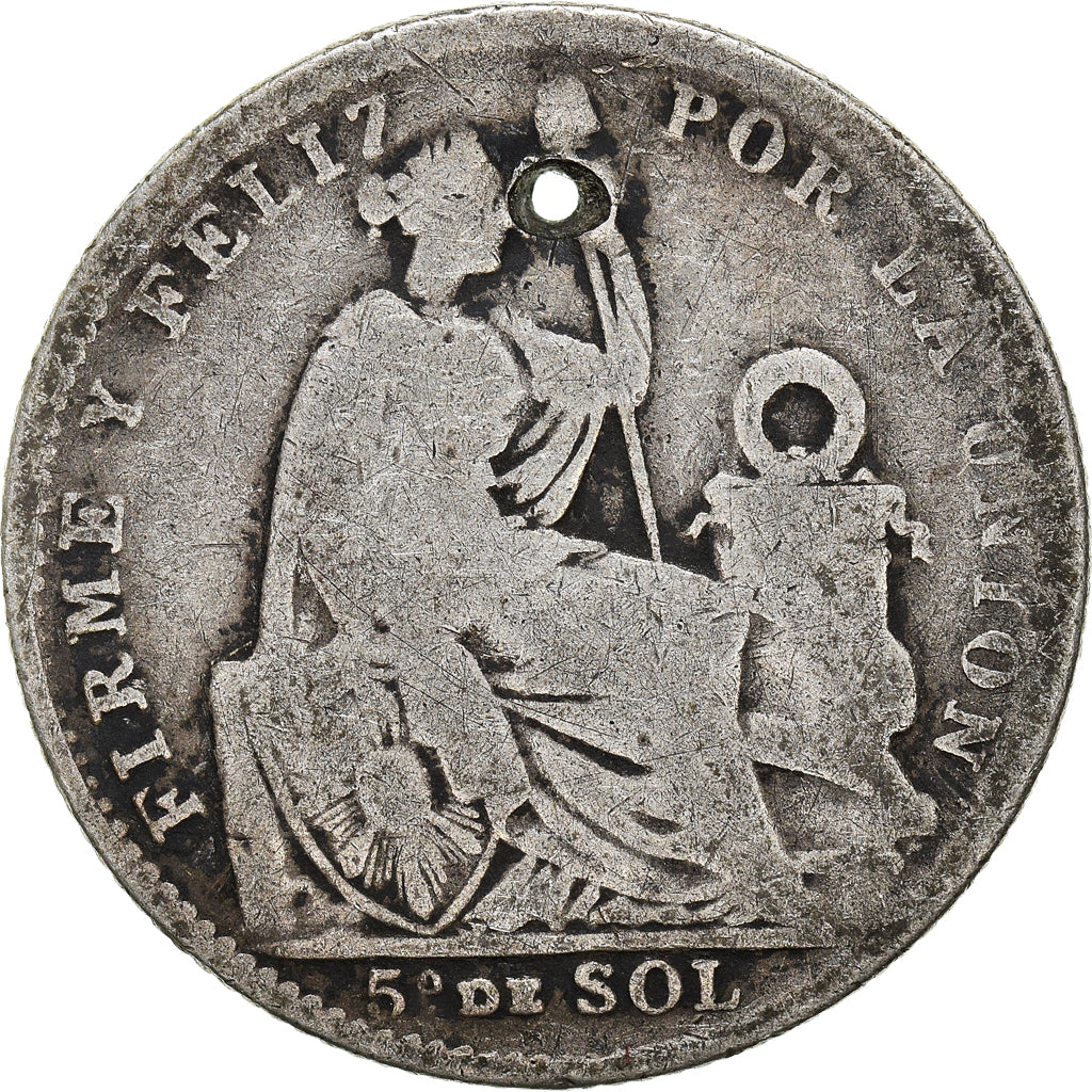 Coin, Peru, 1/5 Sol, 1903, Lima, F(12-15), Silver, KM:205.2