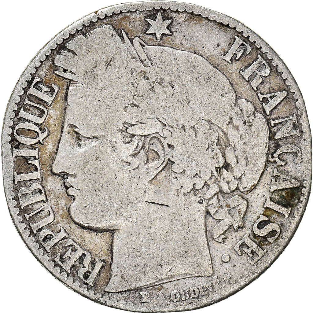 Moneta, Francia, Cérès, Franc, 1872, Paris, grand A, B+, Argento, KM:822.1