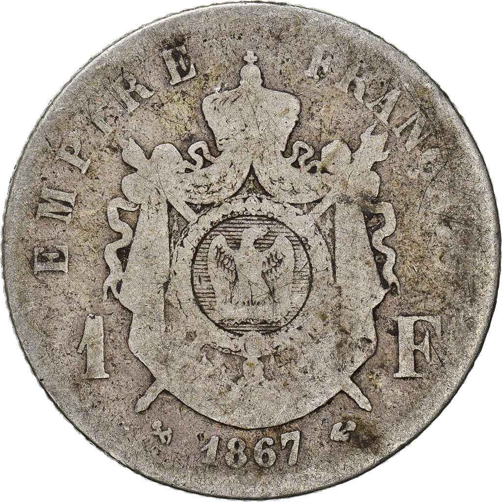 Münze, Frankreich, Napoleon III, Napoléon III, Franc, 1867, Bordeaux, SGE+