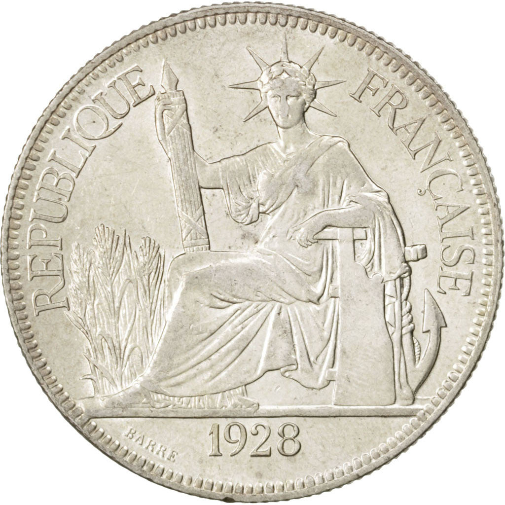 Indocina francese, Piastre, 1928, Paris, BB+, Argento, KM:5a.1, Lecompte:304