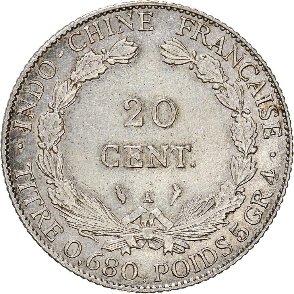 Coin, FRENCH INDO-CHINA, 20 Cents, 1930, Paris, EF(40-45), Silver, KM:17.1