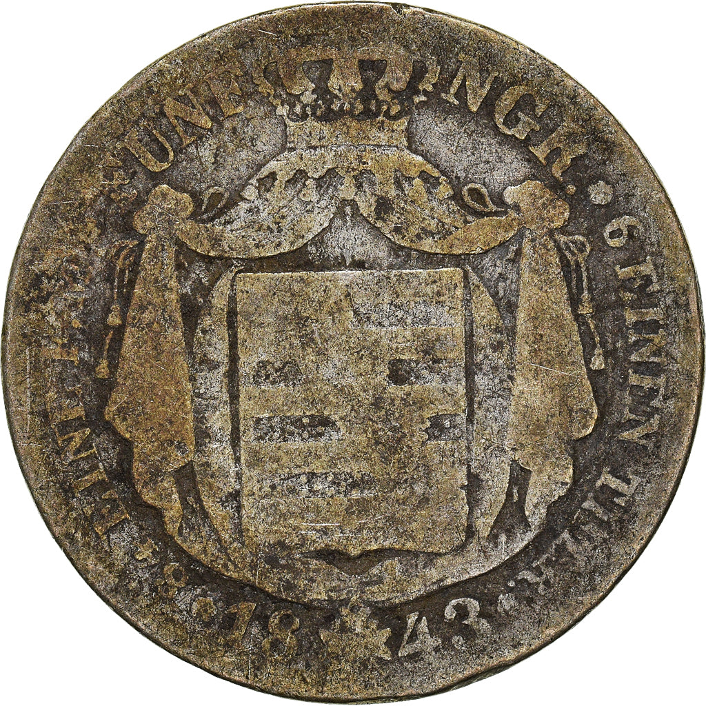 Coin, German States, SAXONY-ALBERTINE, Friedrich August II, 1/6 Thaler, 1/4