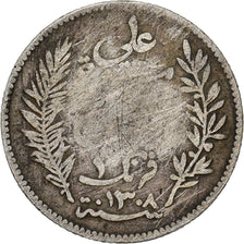 Coin, Tunisia, Ali Bey, Franc, 1891, Paris, F(12-15), Silver, KM:224