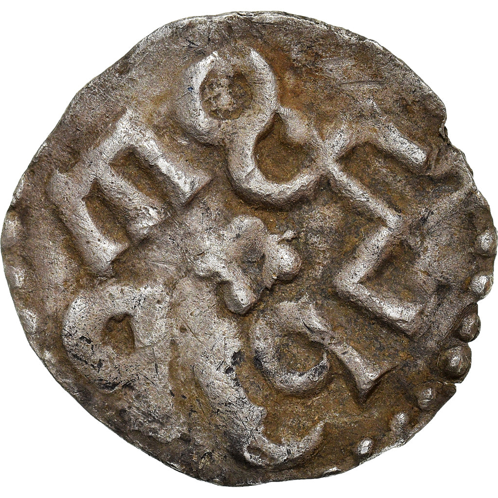 Moneda, Francia, Charlemagne, Denarius, 771-793, Melle, BC+, Plata, Prou:684