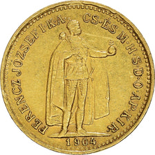 Munten, Hongarije, Franz Joseph I, 10 Korona, 1904, Kormoczbanya, ZF, Goud