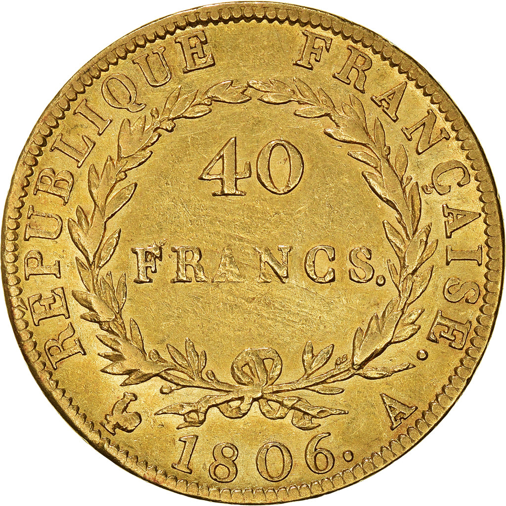 Munten, Frankrijk, Napoléon I, 40 Francs, 1806, Paris, ZF, Goud, KM:675.1