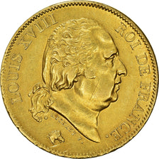 Coin, France, Louis XVIII, 40 Francs, 1817, Paris, AU(50-53), Gold, KM:713.1