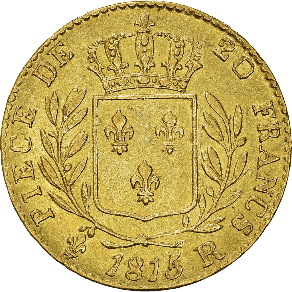 Moneda, Francia, Louis XVIII, 20 Francs, 1815, London, MBC, Oro, KM:1