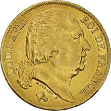 Moneta, Francia, Louis XVIII, 20 Francs, 1818, Paris, BB, Oro, KM:712.1
