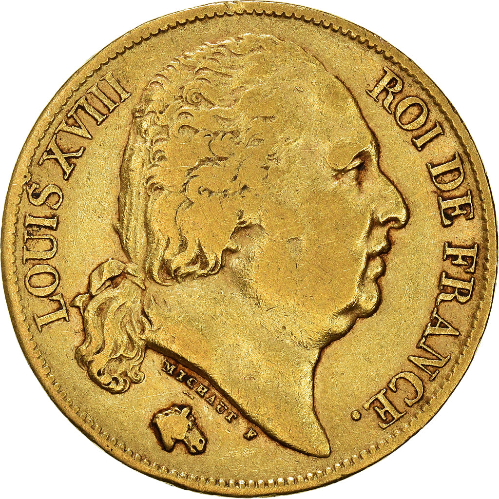 Monnaie, France, Louis XVIII, 20 Francs, 1824, Paris, TB+, Or, Gadoury:1028