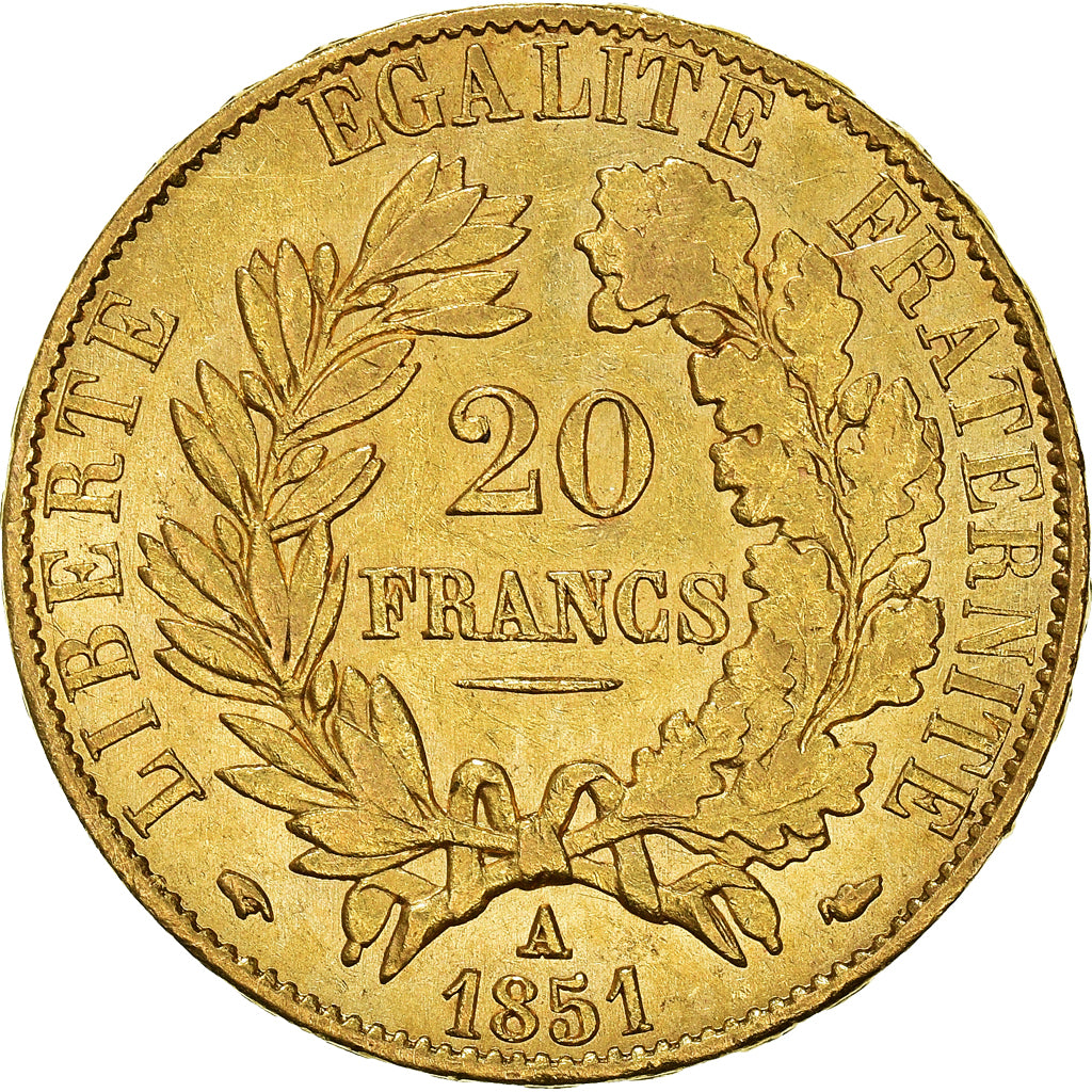 Munten, Frankrijk, Cérès, 20 Francs, 1851, Paris, ZF+, Goud, KM:762