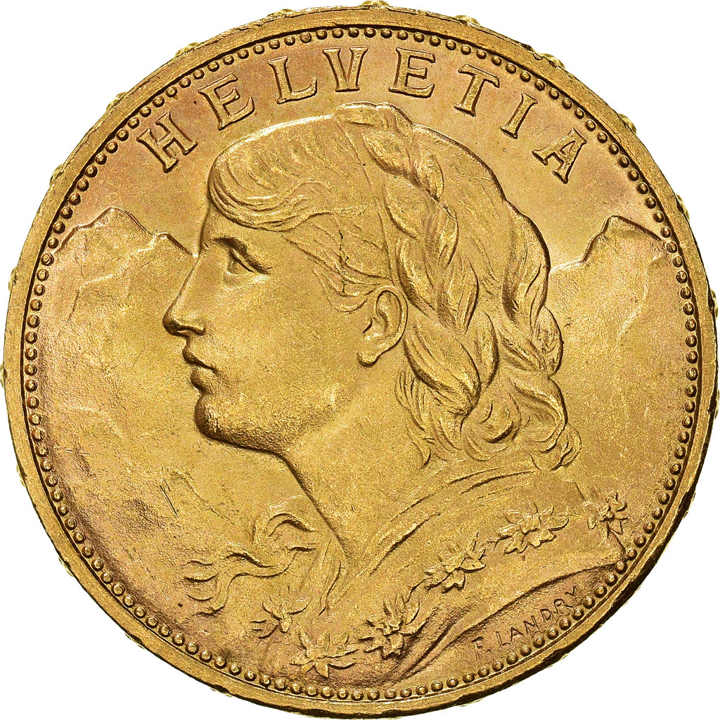 Moneda, Suiza, 20 Francs, 1916, Bern, EBC+, Oro, KM:35.1
