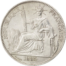 FRENCH INDO-CHINA, 20 Cents, 1885, Paris, KM #3, AU(50-53), Silver, Lecompte...