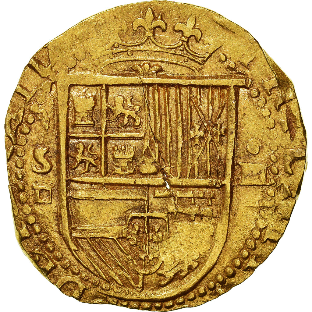 Moneda, España, Philip II, 4 Escudos, 1566-1587, Seville, MBC, Oro
