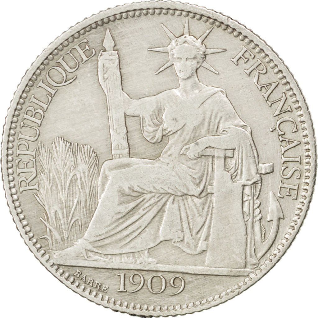Coin, French Indochina, 20 Cents, 1909, Paris, EF(40-45), Silver, KM:10
