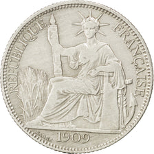 Moneda, Indochina francesa, 20 Cents, 1909, Paris, MBC, Plata, KM:10