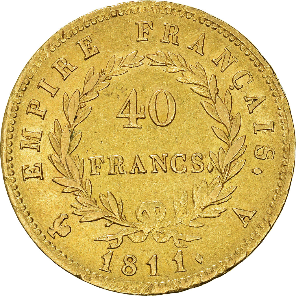 Moneta, Francia, Napoléon I, 40 Francs, 1811, Paris, BB, Oro, KM:696.1