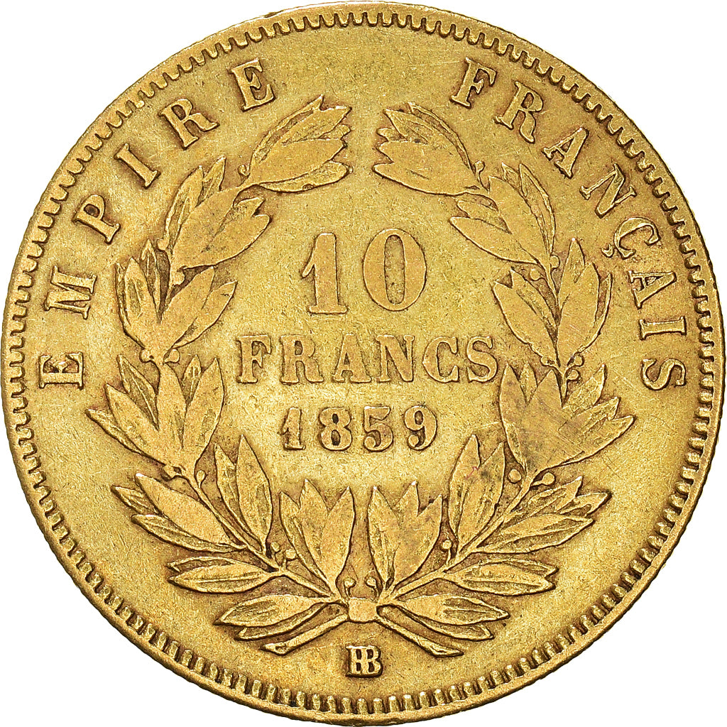 Münze, Frankreich, Napoleon III, 10 Francs, 1859, Strasbourg, SS, Gold