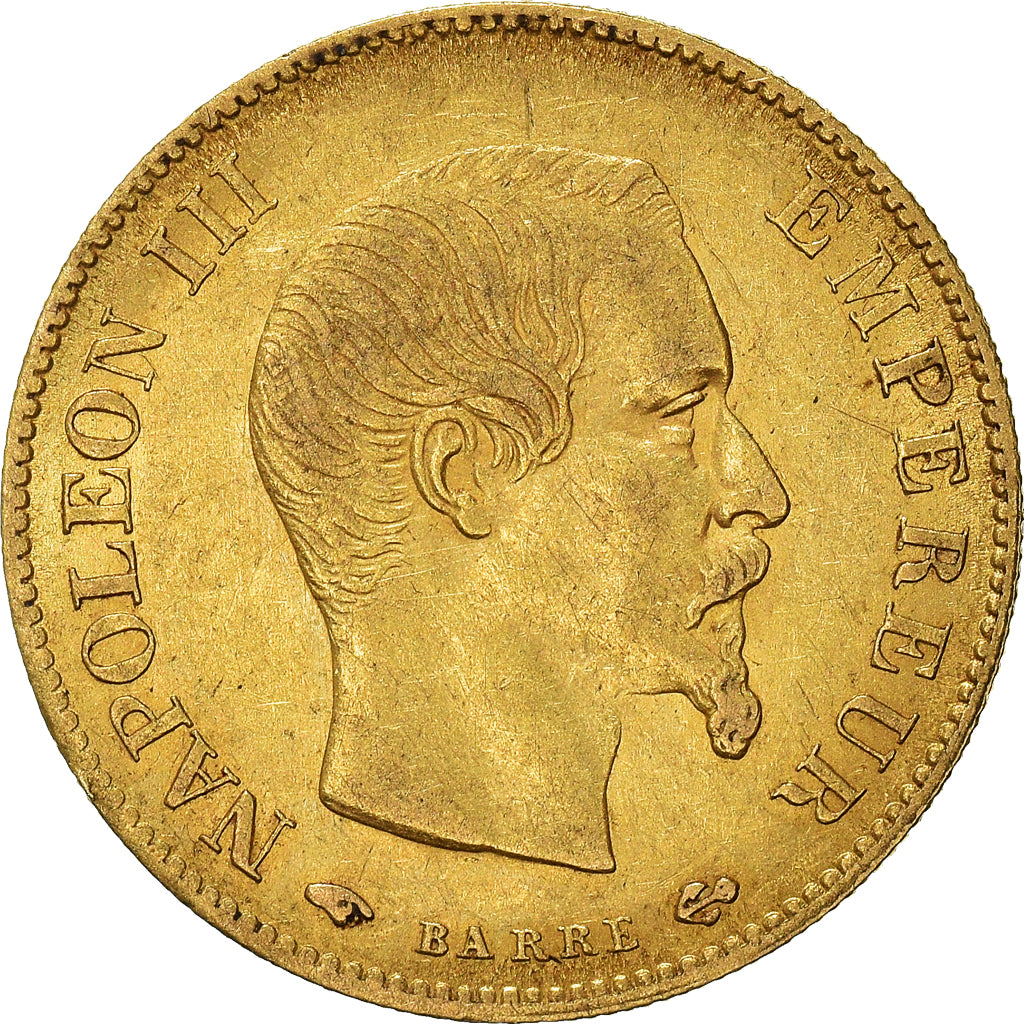 Moeda, França, Napoleon III, 10 Francs, 1859, Paris, EF(40-45), Dourado