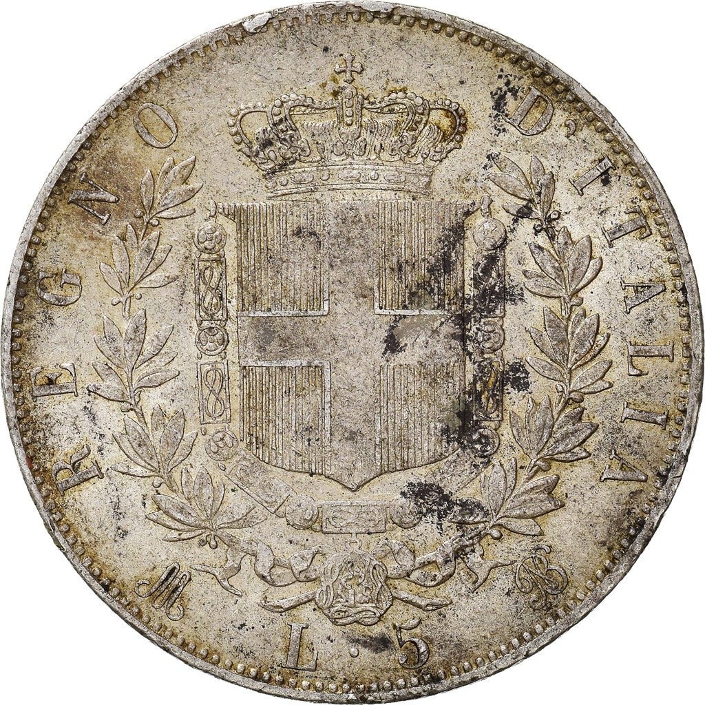 Coin, Italy, Vittorio Emanuele II, 5 Lire, 1869, Milan, AU(50-53), Silver