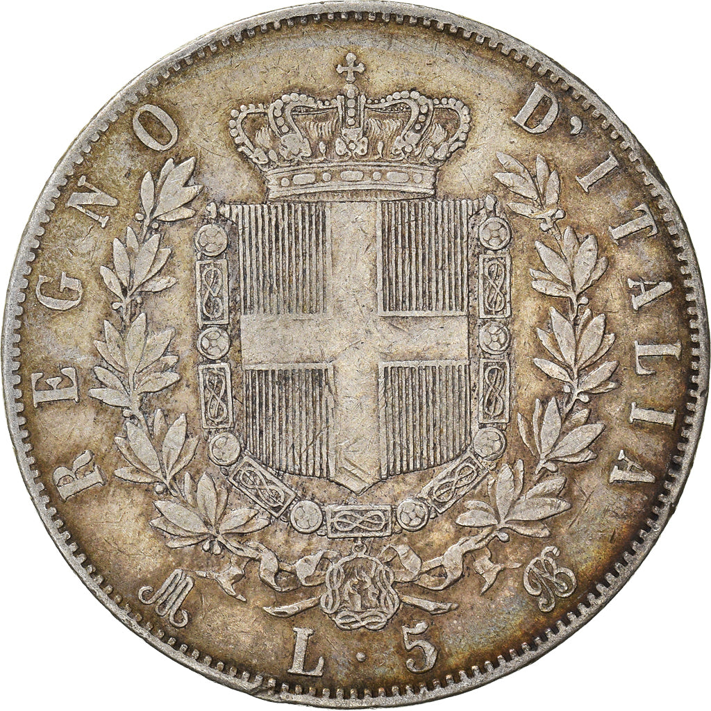 Coin, Italy, Vittorio Emanuele II, 5 Lire, 1871, Milan, VF(30-35), Silver