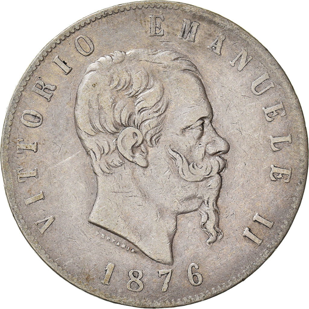 Moneta, Italia, Vittorio Emanuele II, 5 Lire, 1876, Rome, MB+, Argento, KM:8.4