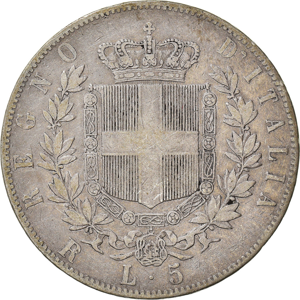 Moneta, Italia, Vittorio Emanuele II, 5 Lire, 1876, Rome, MB+, Argento, KM:8.4