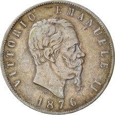 Moeda, Itália, Vittorio Emanuele II, 5 Lire, 1876, Rome, VF(30-35), Prata