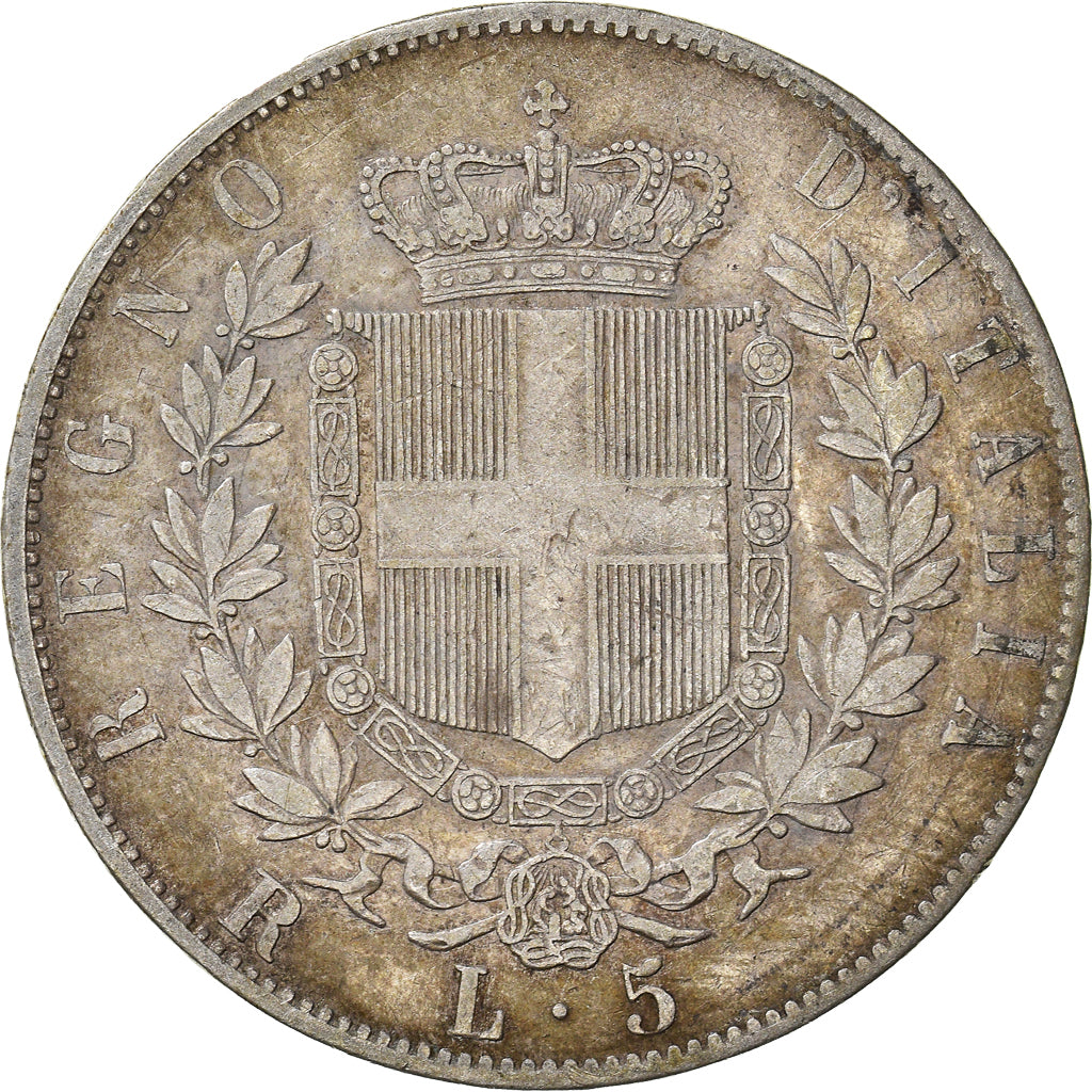 Moeda, Itália, Vittorio Emanuele II, 5 Lire, 1876, Rome, VF(30-35), Prata