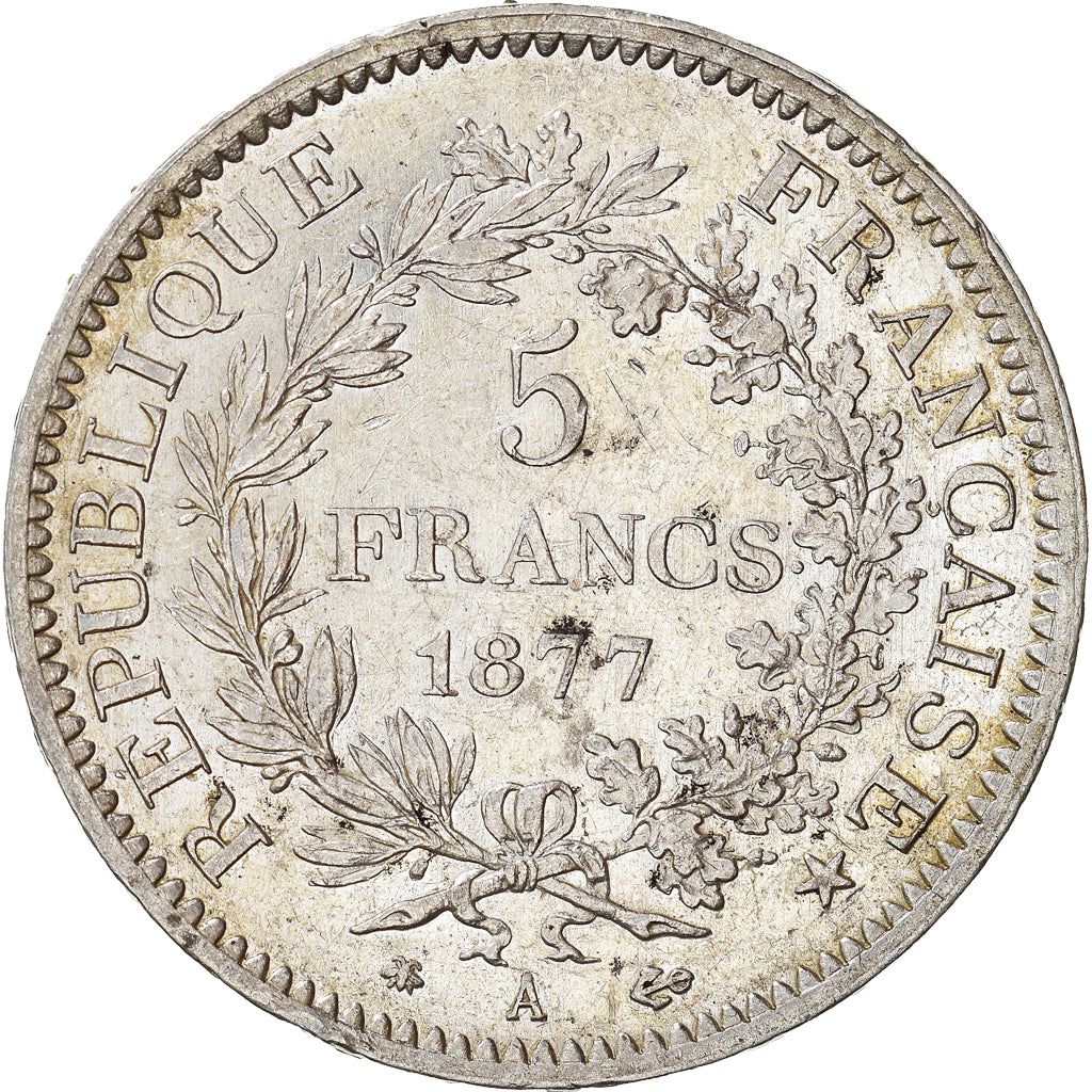 Moneta, Francia, Hercule, 5 Francs, 1877, Paris, BB+, Argento, KM:820.1